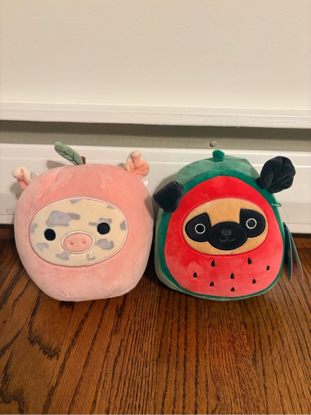 Lot of 2: Prince the Watermelon Pug + Rosie the Peach Pig Squishmallows